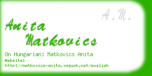 anita matkovics business card